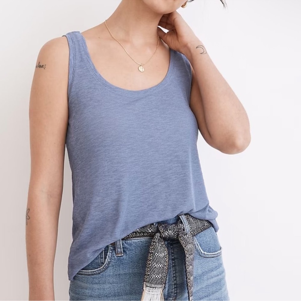 Madewell Eastover Tank Soft Twilight Periwinkle Top Ribbed